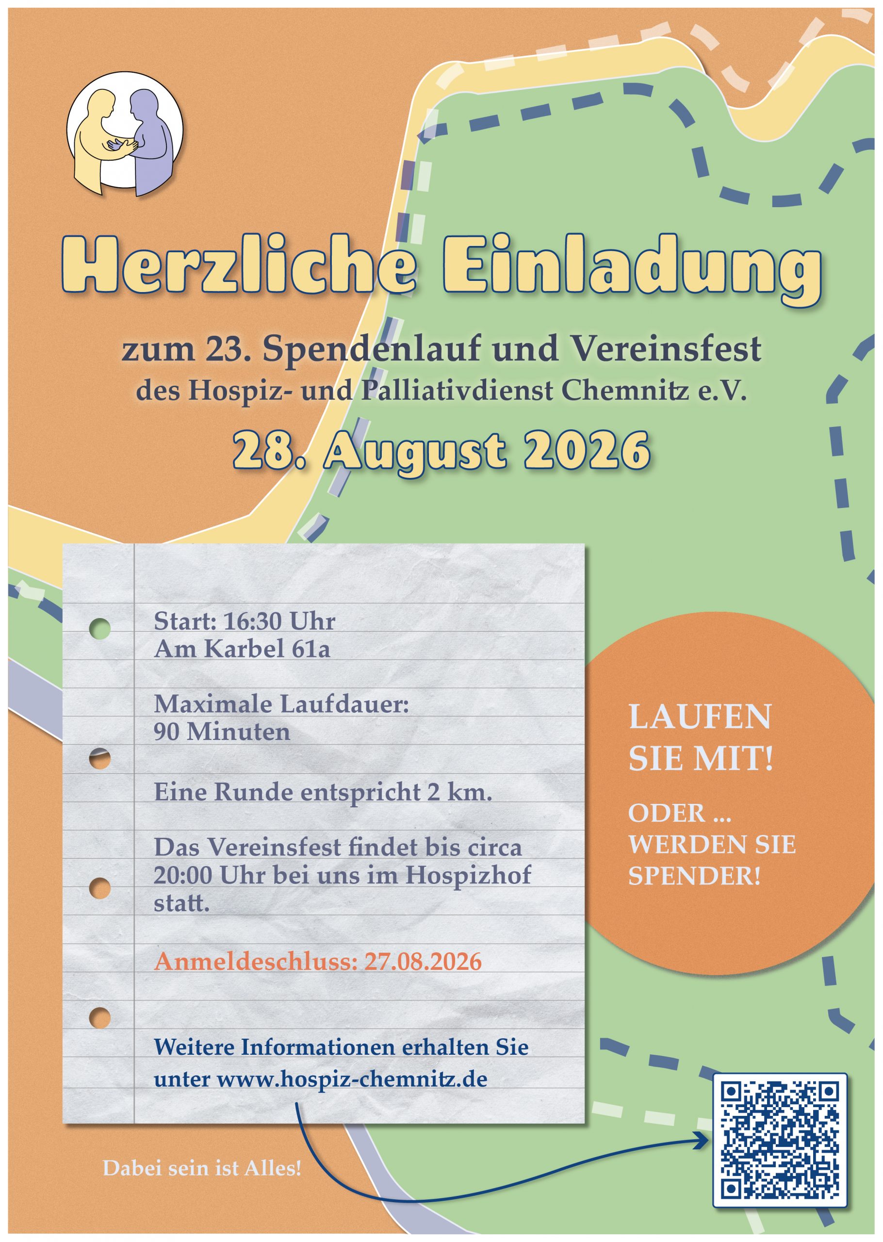 Veranstaltungsgrafik und Design als Poster für den Spendenlauf und das Vereinsfest des Hospiz- und Palliativdienst Chemnitz e.V. - klicken Sie hier um weitere Informationen zu erhalten!